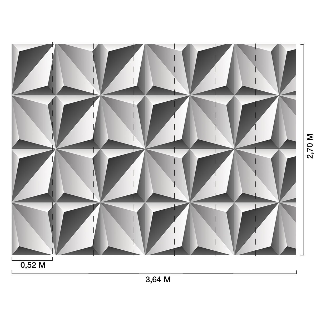 Papier peint metal 3d intissé, HEXOA