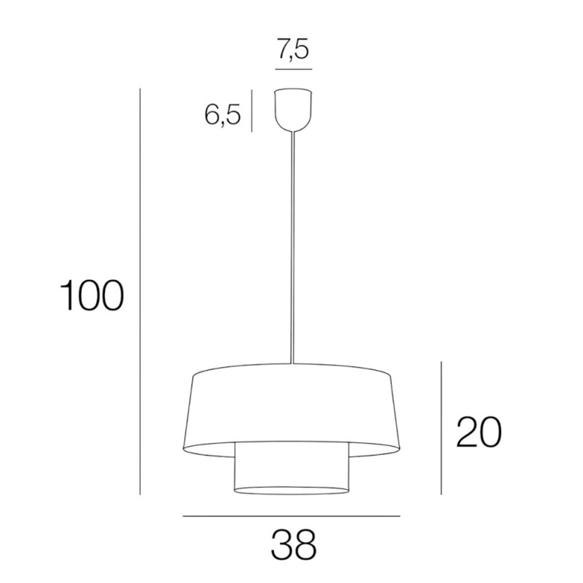 Suspension tissu blanc cassé D38 Malina beige, MILLUMINE
