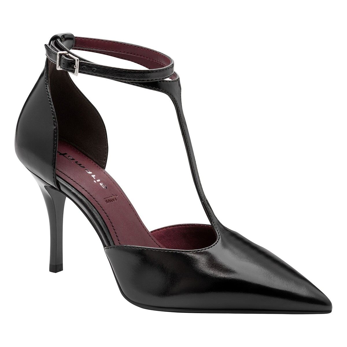 Escarpins pointus salomé, talon aiguille noir, TAMARIS