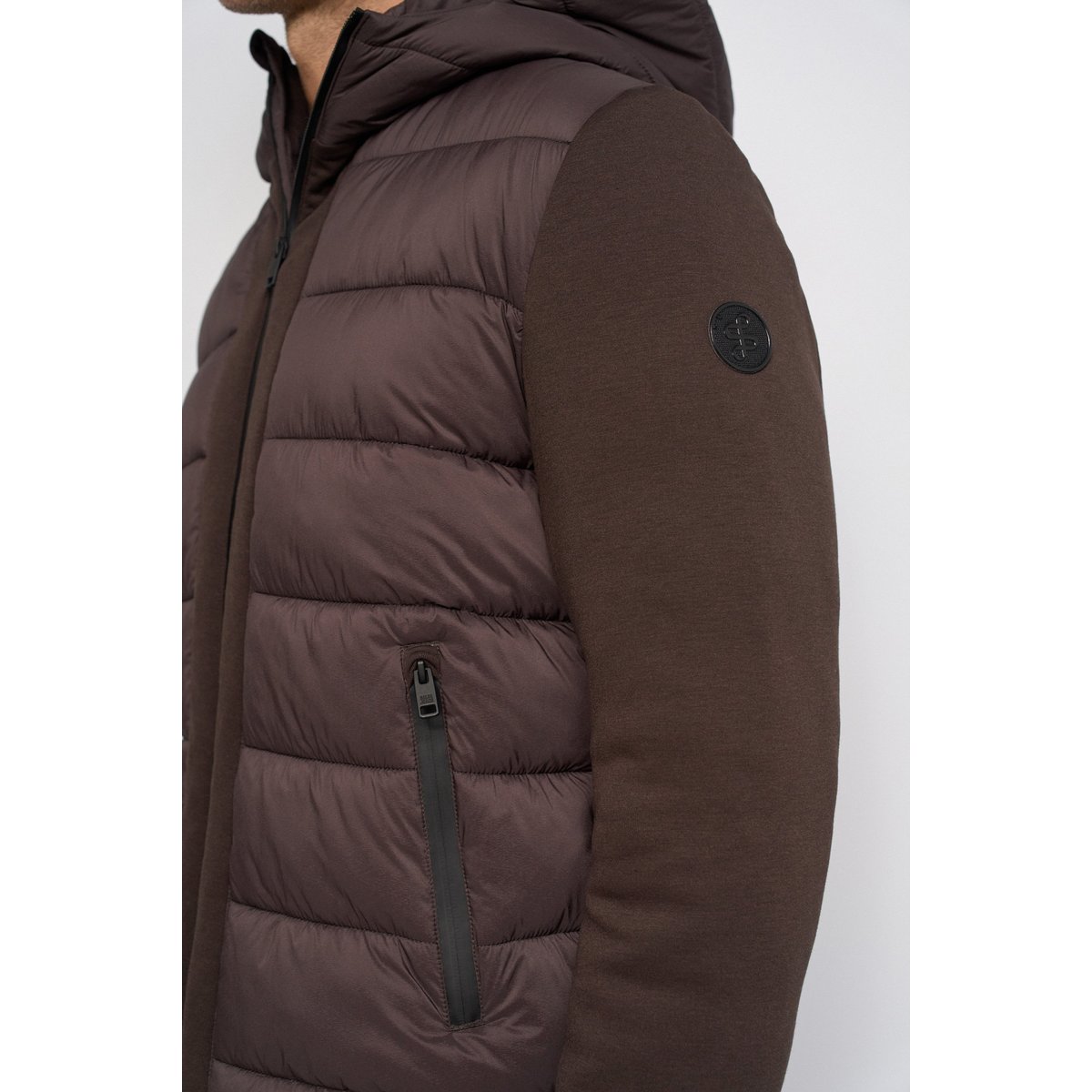 BLOUSON EN MATIÈRES MIXTES marron, SALSA JEANS