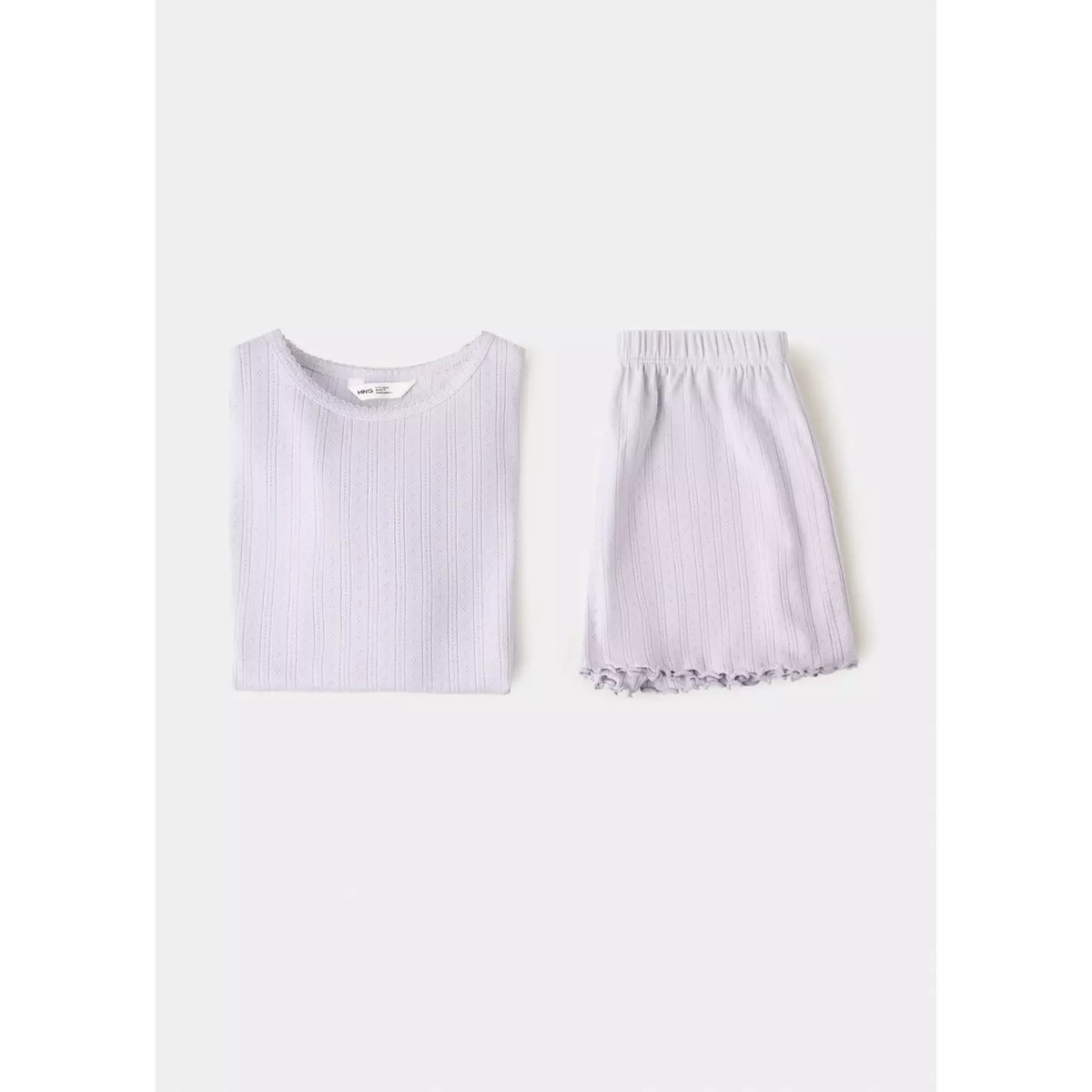 Pyjama court maille côtelée lilas, MANGO KIDS