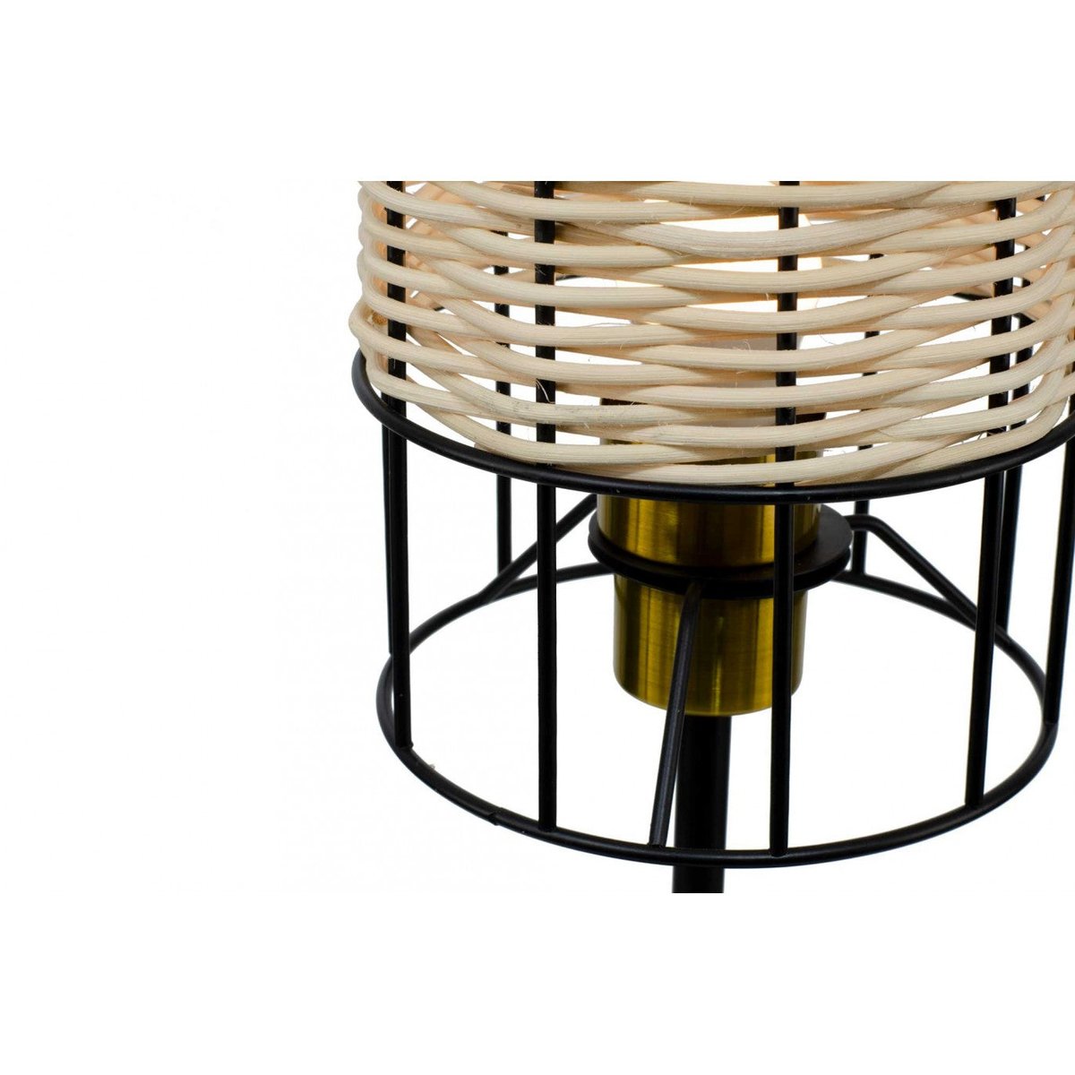 Lampe à poser tactile en métal et rotin, NUSSIM naturel, C-CREATION