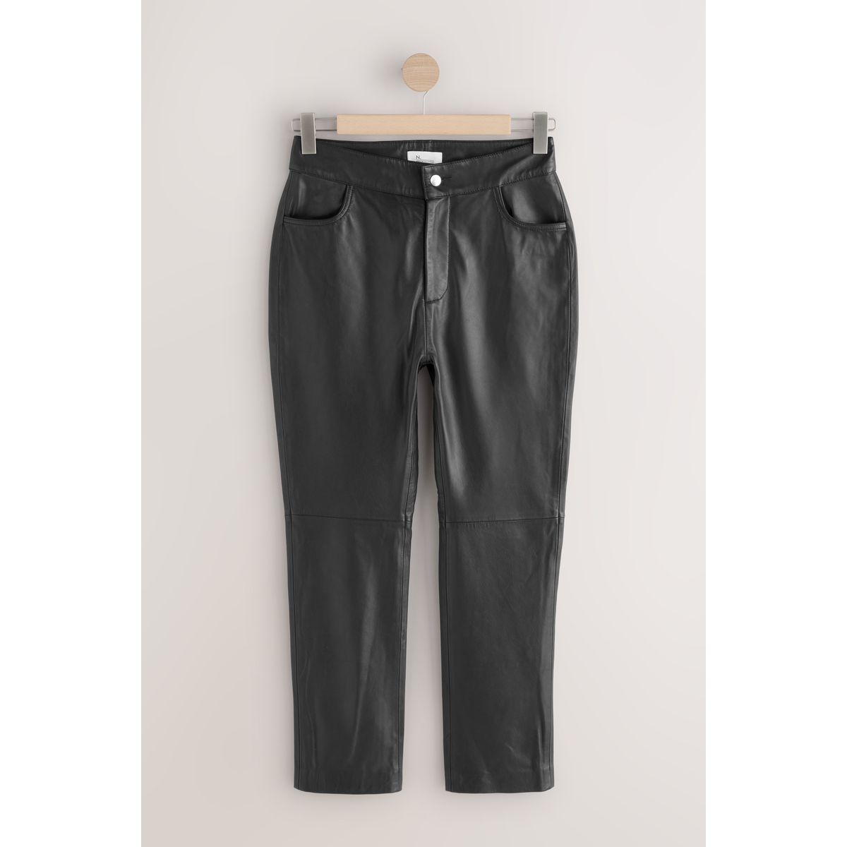 Pantalon n. en cuir véritable haut de gamme noir, NEXT