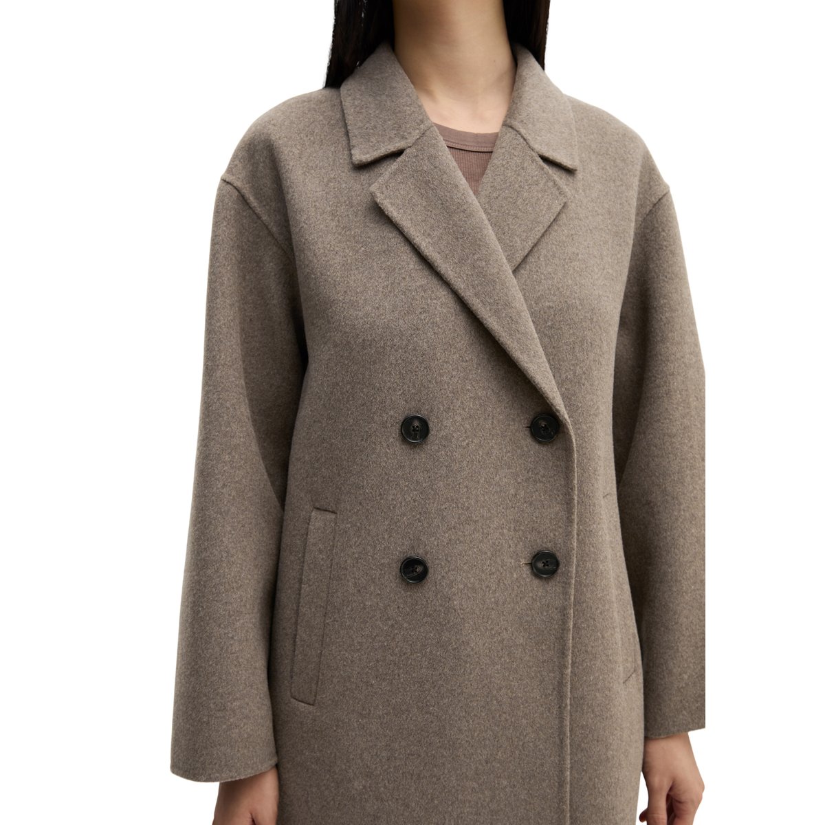 Manteau en laine relaxed en double face mélangée de haute qualité beige, MARC O'POLO