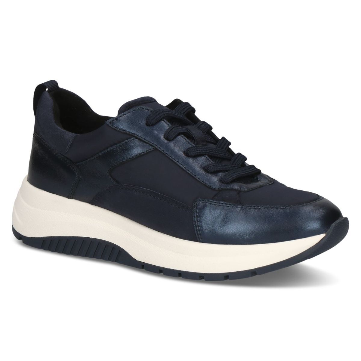 Basket en cuir bleu blue océan combiné, CAPRICE