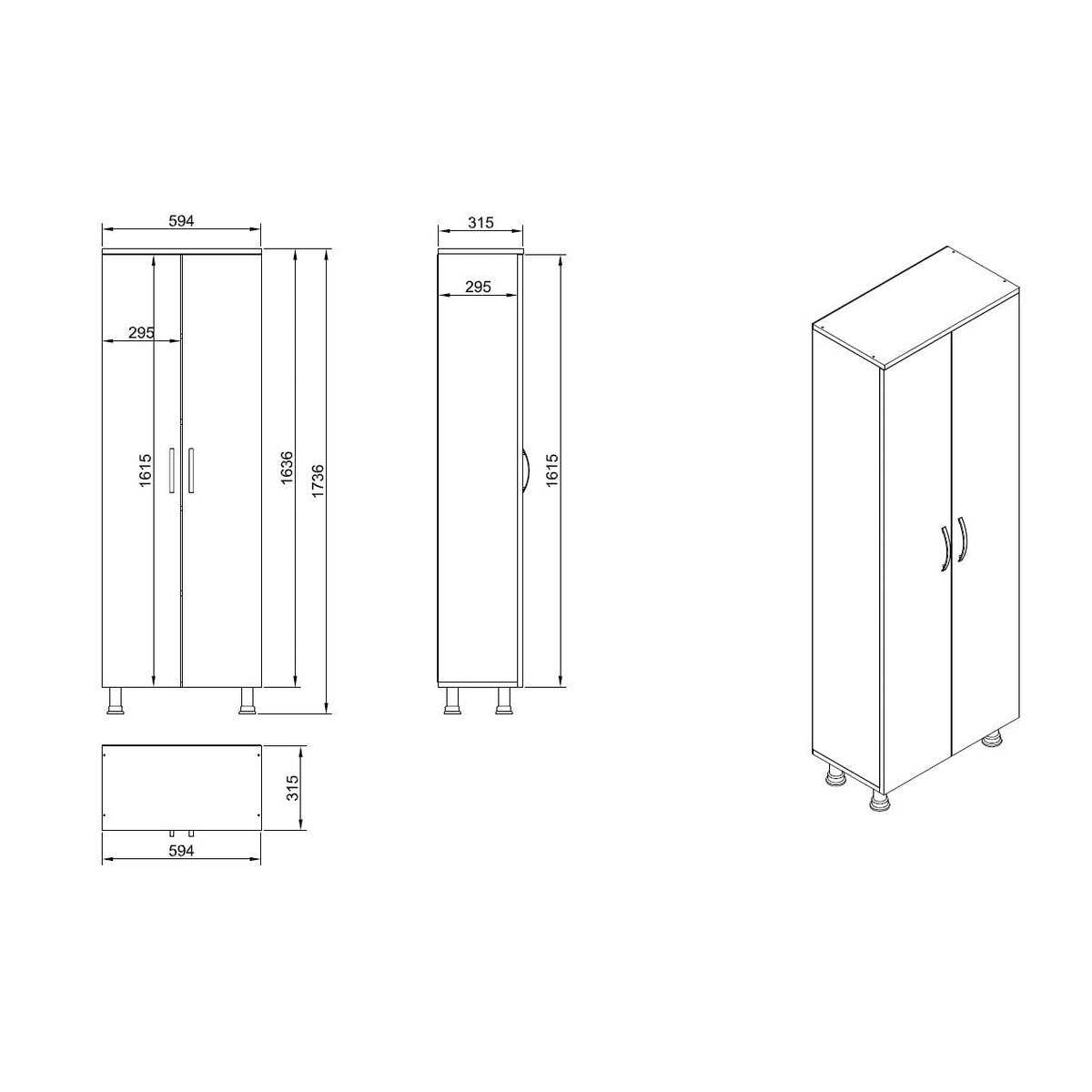 Meuble colonne salle de bains blanc 2 portes H 173, 6 cm JENA blanc, PIER IMPORT