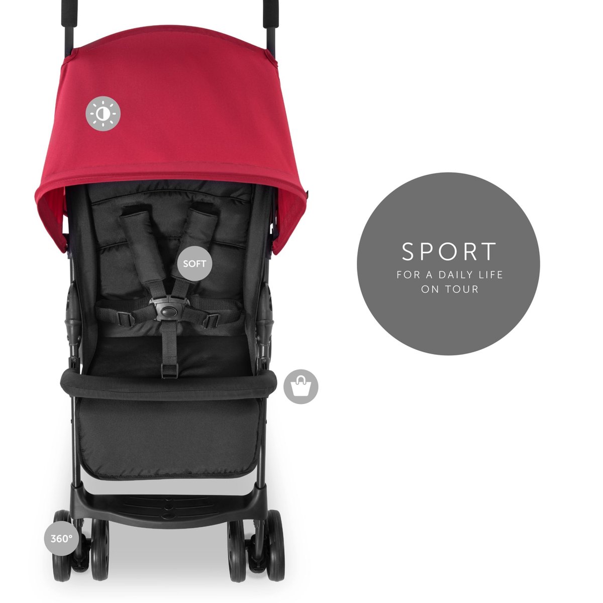 Poussette canne Sport rouge, HAUCK