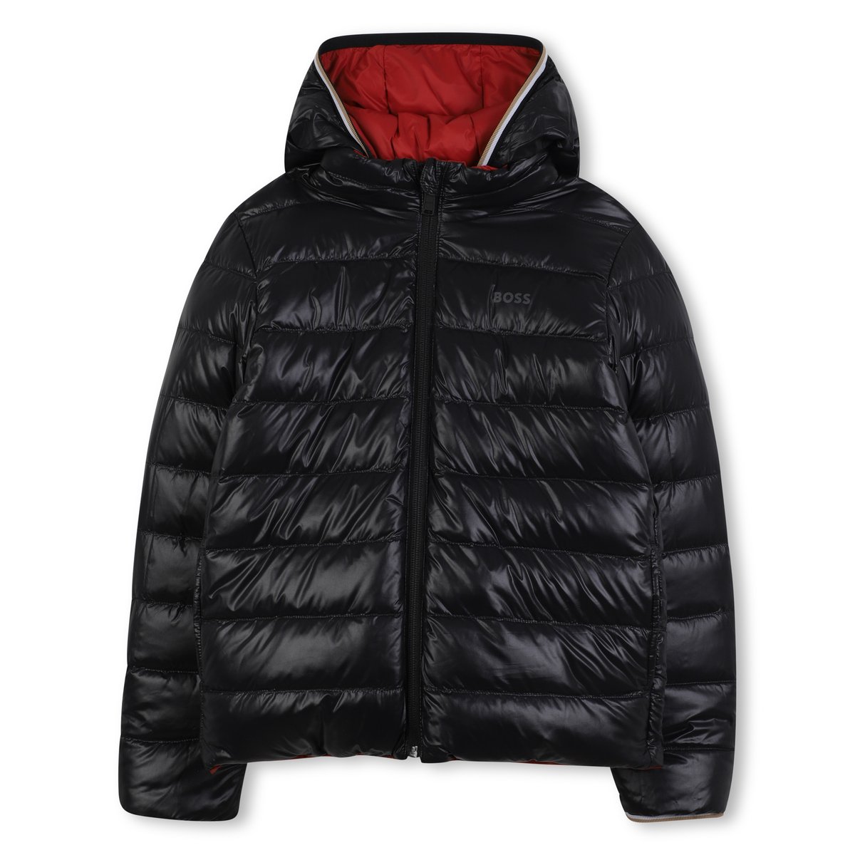 Chemise en duvet réversible avec capuche grenade, BOSS KIDSWEAR