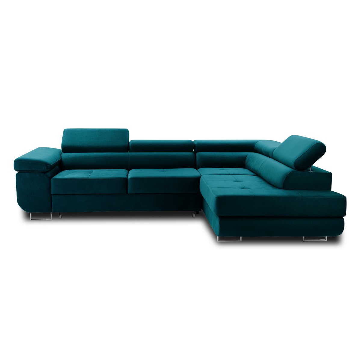 Canapé d'Angle Convertible 5 places - PABLO bleu canard, BEST MOBILIER