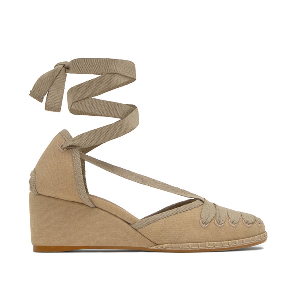 Espadrilles compensées en coton à lacets CORCEGA LIGHT PLATFORM sable, CASTANER