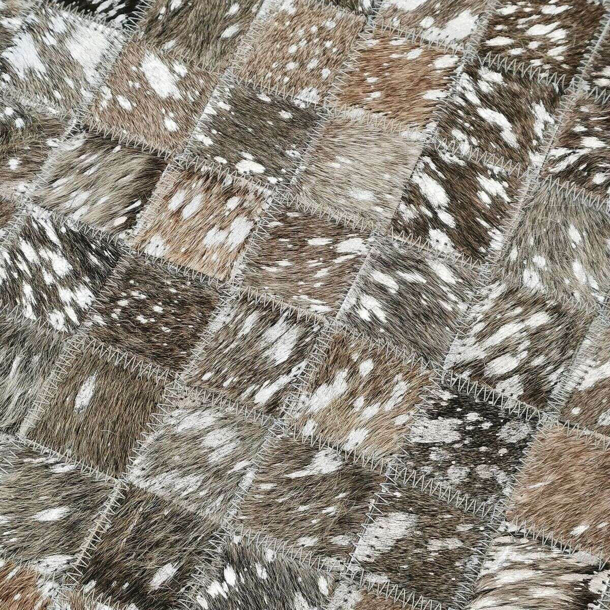 Tapis de salon en cuir recyclé CUIR EXTRA SILVER gris, THE DECO FACTORY