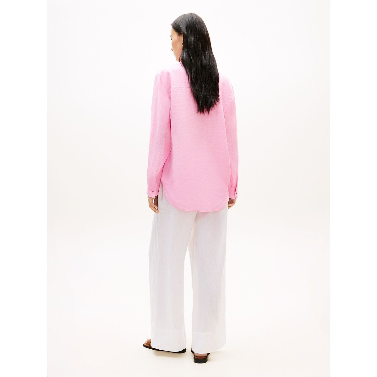 Linen Long Sleeve Shirt pink, TOMMY HILFIGER