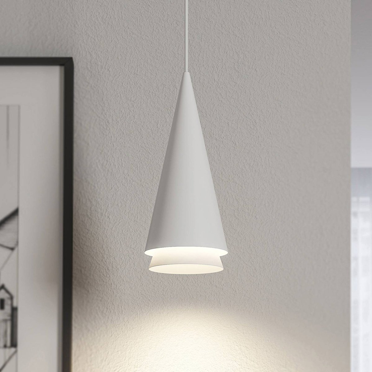 Suspension en métal moderne, Naoh blanc mat, LUCANDE