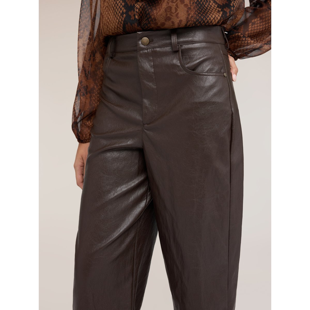 Pantalon palazzo brillant marron, MOTIVI