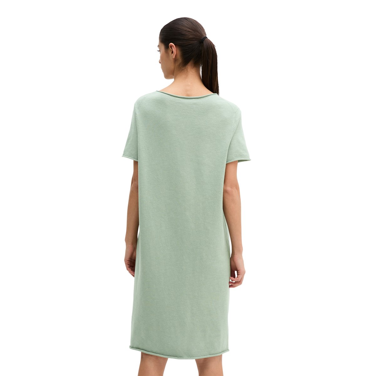 Robe en maille fine loose en mélange coton organique-lin vert, MARC O'POLO