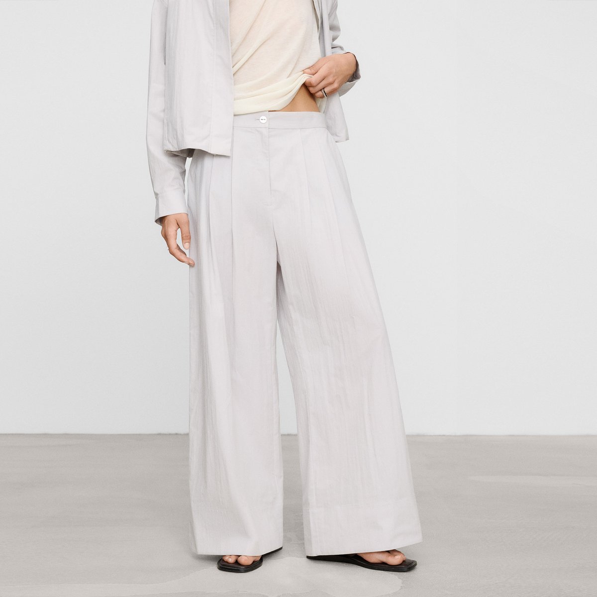 Pantalon en coton biologique à double pince bleu, ADOLFO DOMINGUEZ
