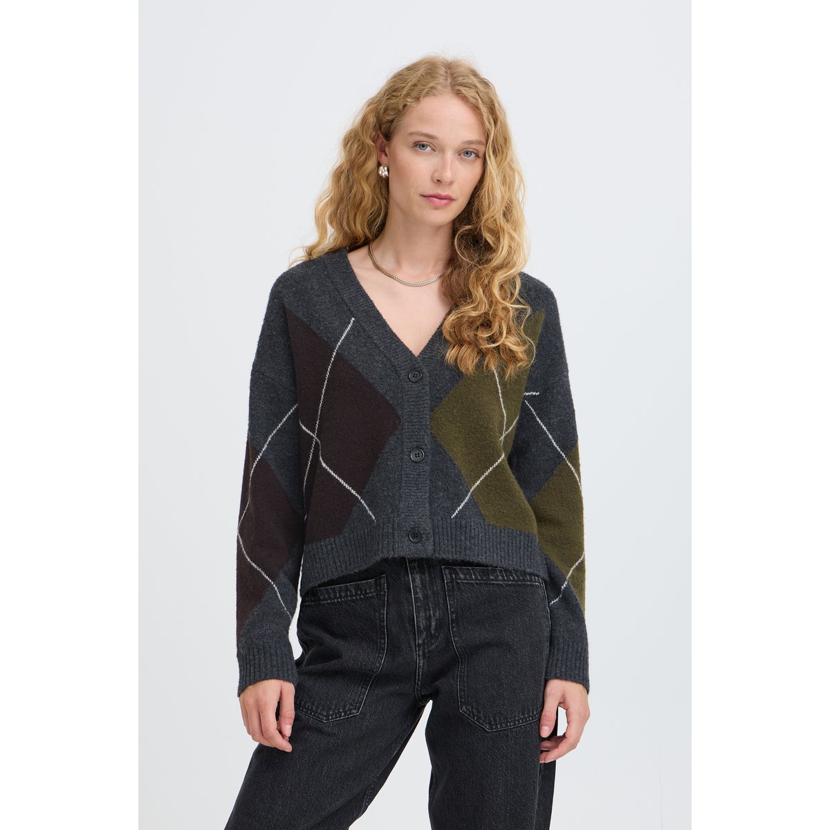 Á manches longues gris dark grey mel. argyle, B.YOUNG