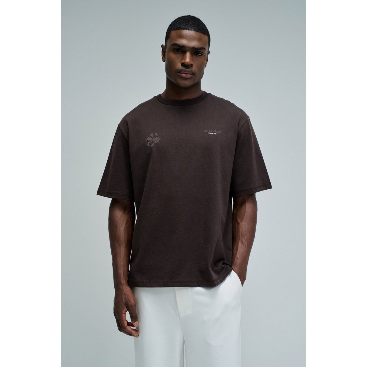 T-SHIRT AVEC IMPRIMÉ ET BRANDING marron, SALSA JEANS