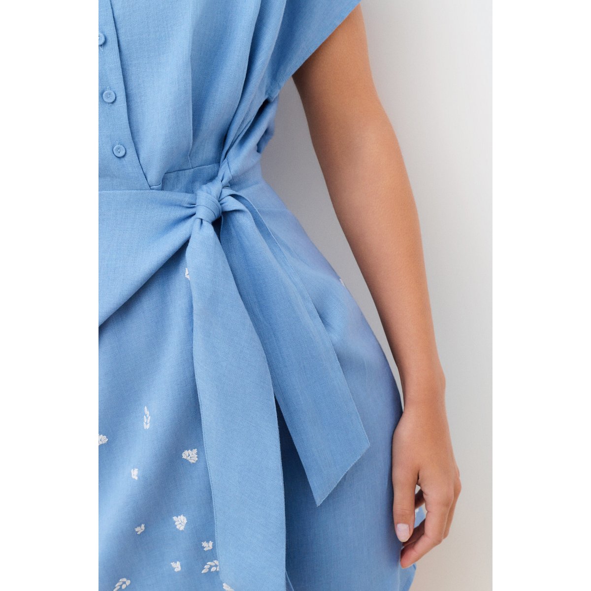 Robe fluide en lin RISH bleu gris, CAROLL