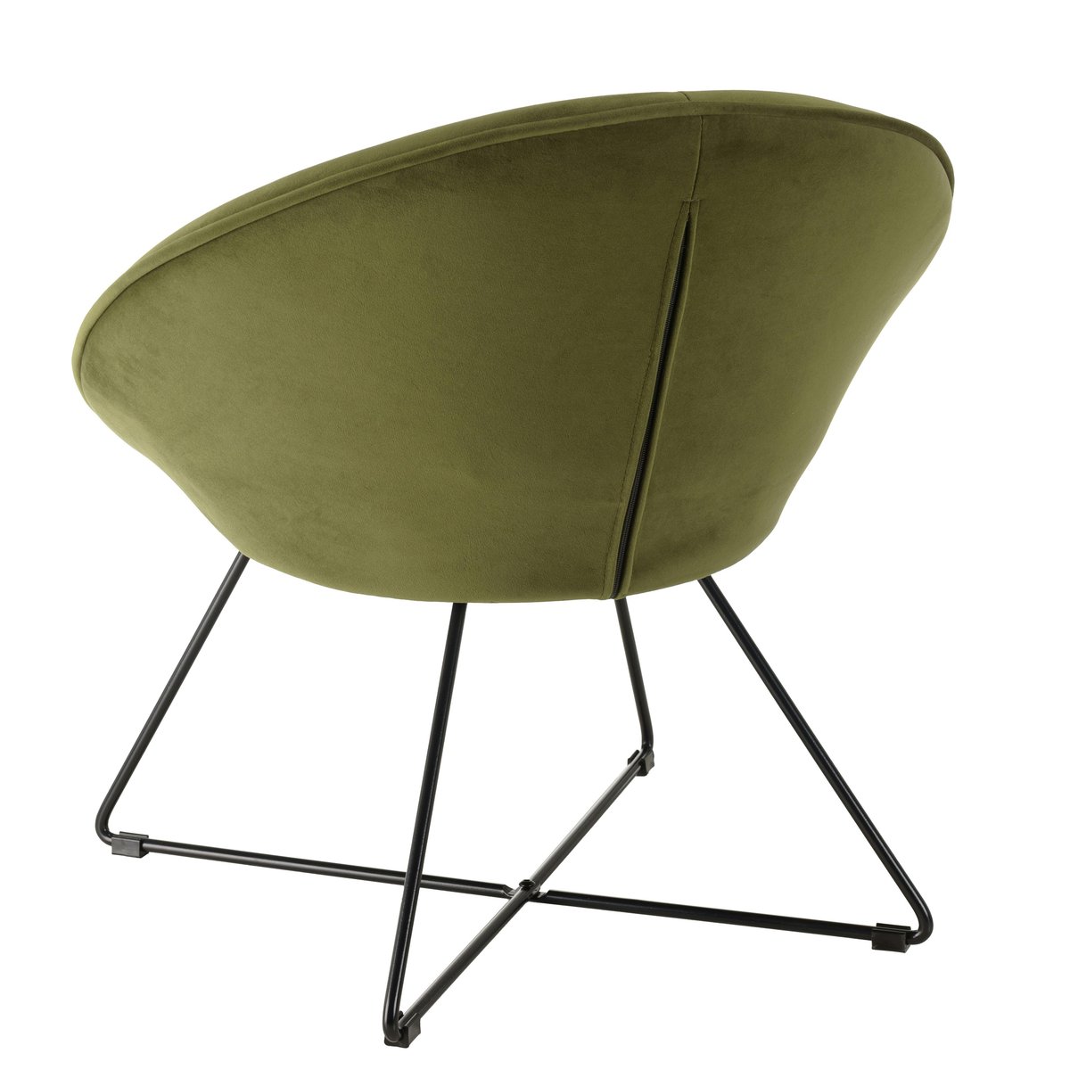 Fauteuil de salon rond velours vert olive TIM vert, PIER IMPORT