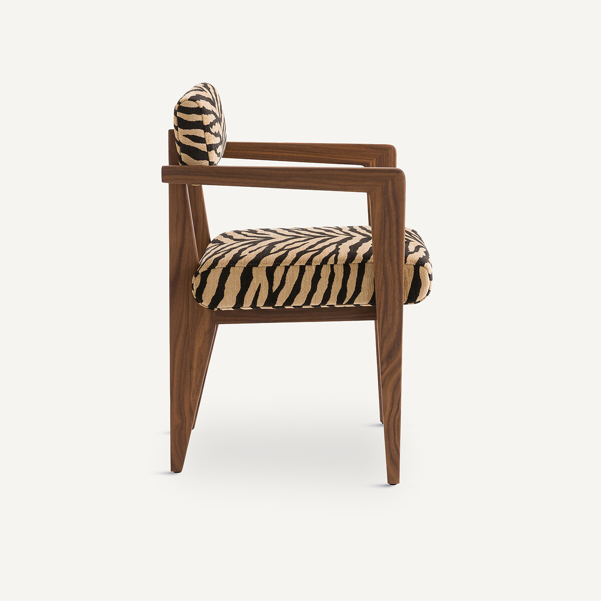 Tafelfauteuil in notenhout, jacquard stof, Izag dierenprint, AM.PM
