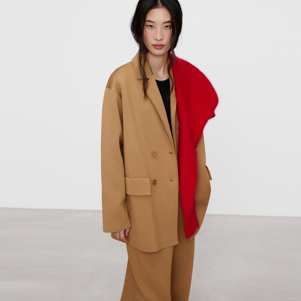 Blazer en maille tailleur camel, ADOLFO DOMINGUEZ