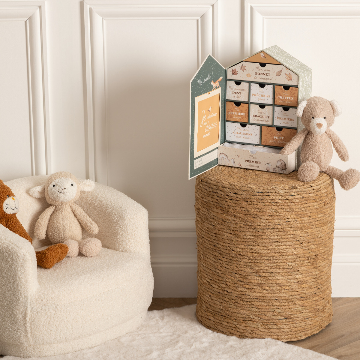 Coffret de naissance forme maison FORÊT vert, ATMOSPHERA FOR KIDS