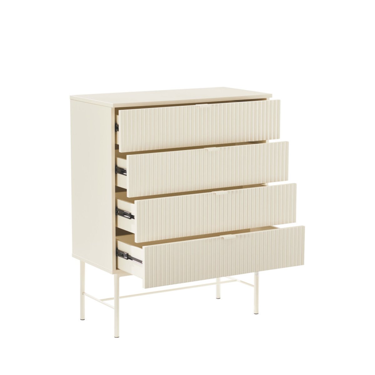 Commode 4 tiroirs en bois et métal L79cm- MOLLY crème, DRAWER