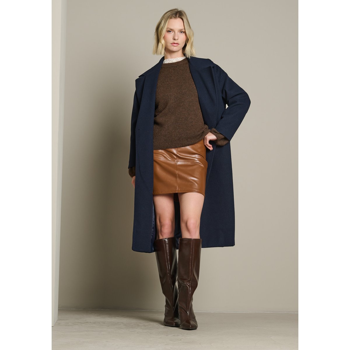 Manteau long oversize bleu marine, LOLALIZA