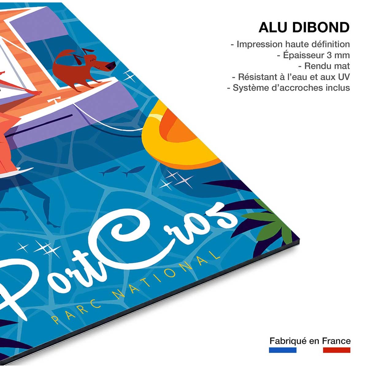 Tableau baignade à port cros tableau alu dibond, HEXOA