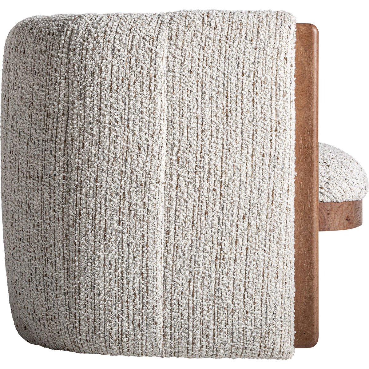 Fauteuil art déco en pin massif style vintage blanc cassé effet bois naturel, RECOLLECTION