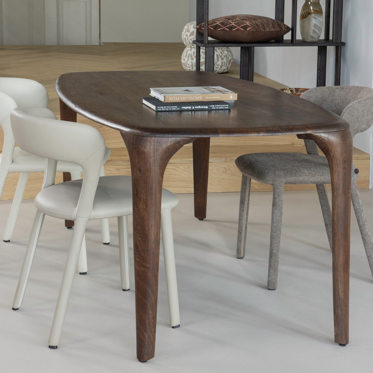 Table à manger en manguier 6 personnes FIORE brun foncé, WOOOD