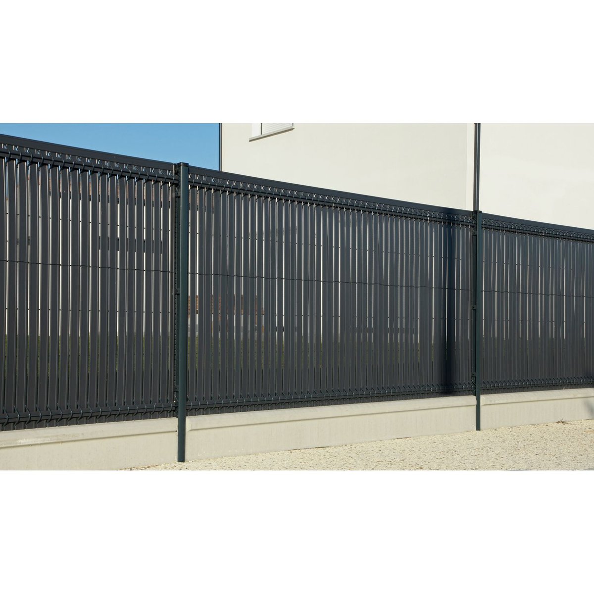 Lot de 10 kits lamelles occultantes PVC avec clip de fixation pour grillage rigides gris foncé, TOILINUX