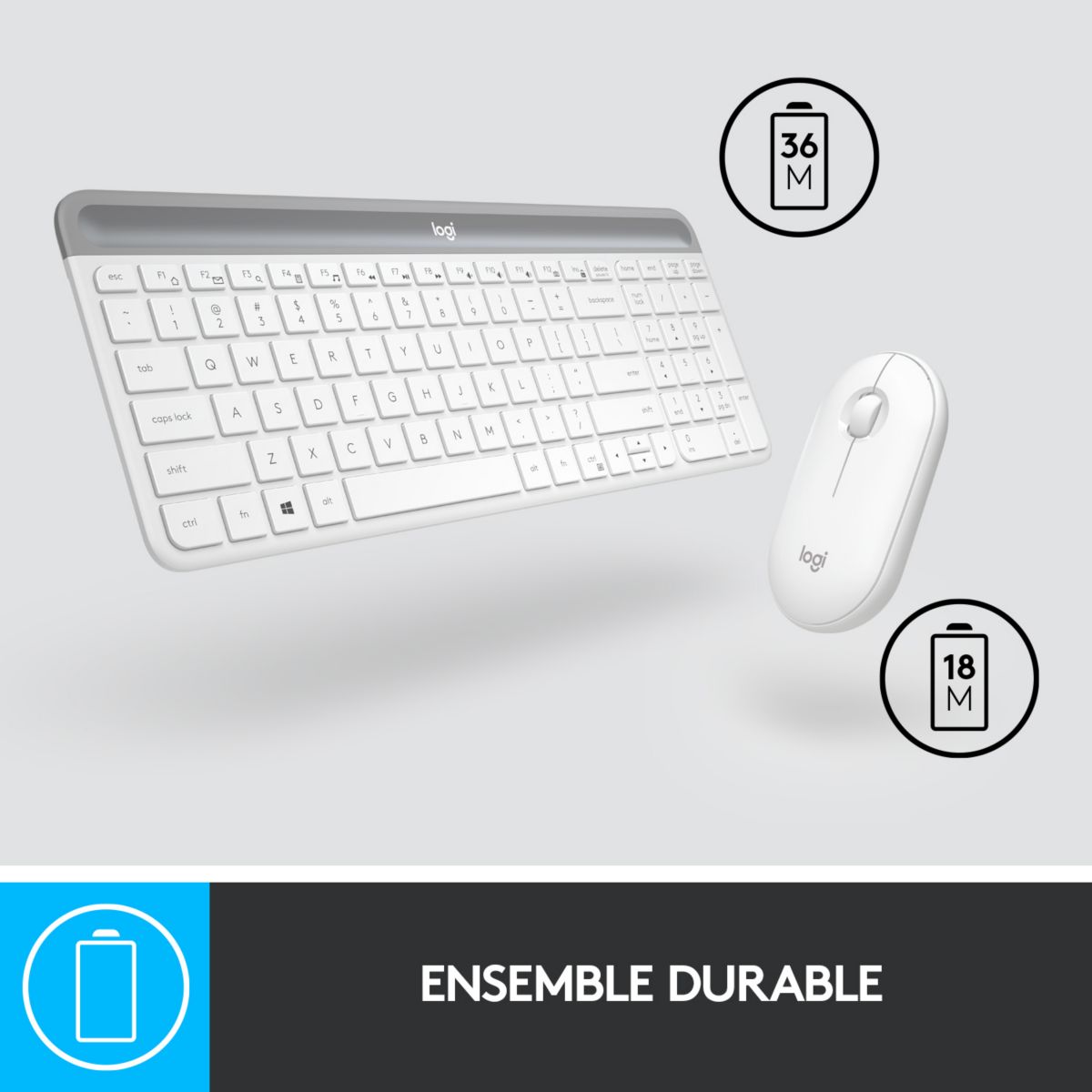 Clavier + Souris MK470 Blanc blanc, LOGITECH
