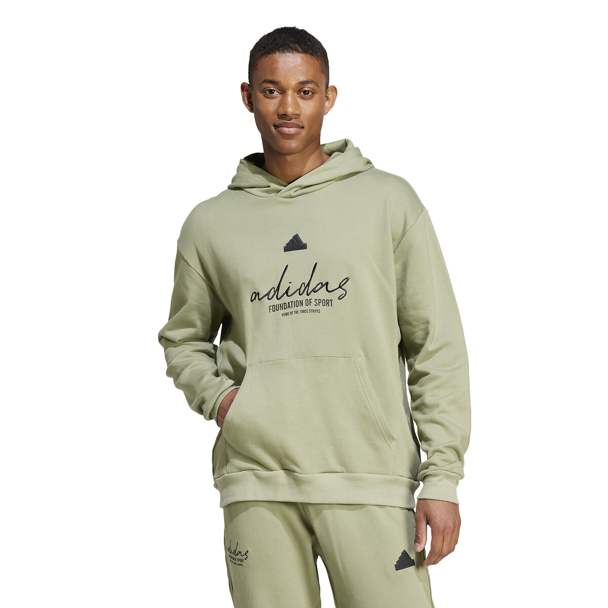 Sweat à capuche avec double logo vert kaki, ADIDAS SPORTSWEAR