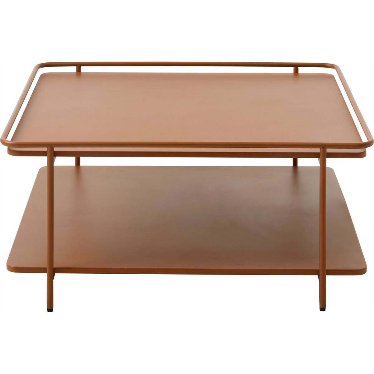 Table basse carrée en métal avec plateau bois foncé, RECOLLECTION