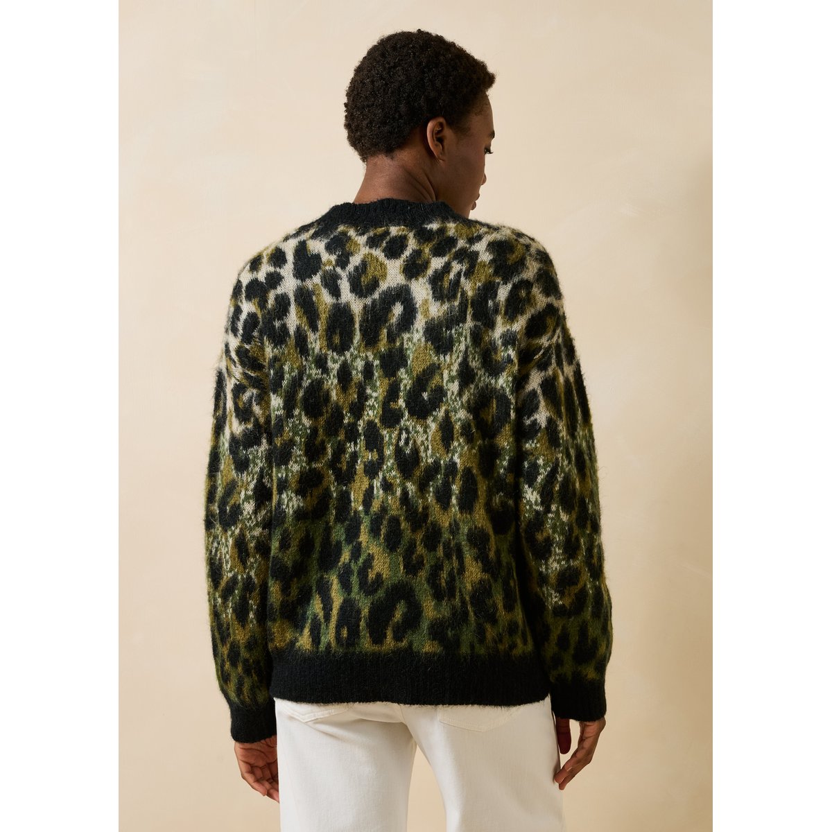 Gilet manches longues en jacquard col v kaki, LA FEE MARABOUTEE