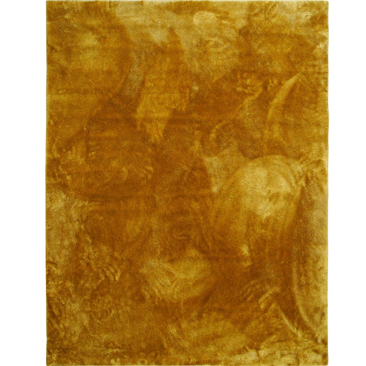 Tapis salon doux antidérapant TENDREMENT jaune, THE DECO FACTORY