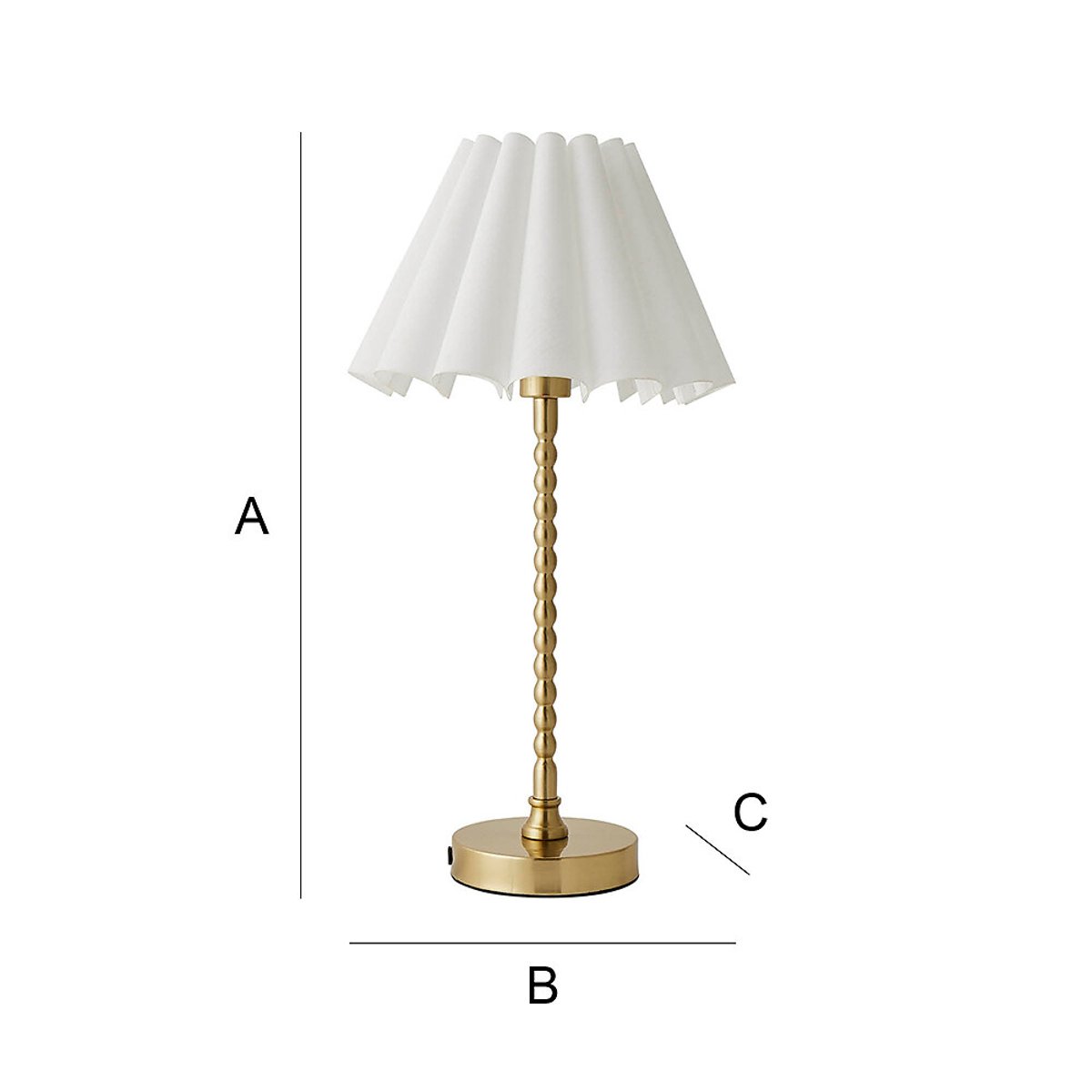 Max Bobble Table Lamp with Scallop Pleated Shade in Brushed Gold white, SO'HOME