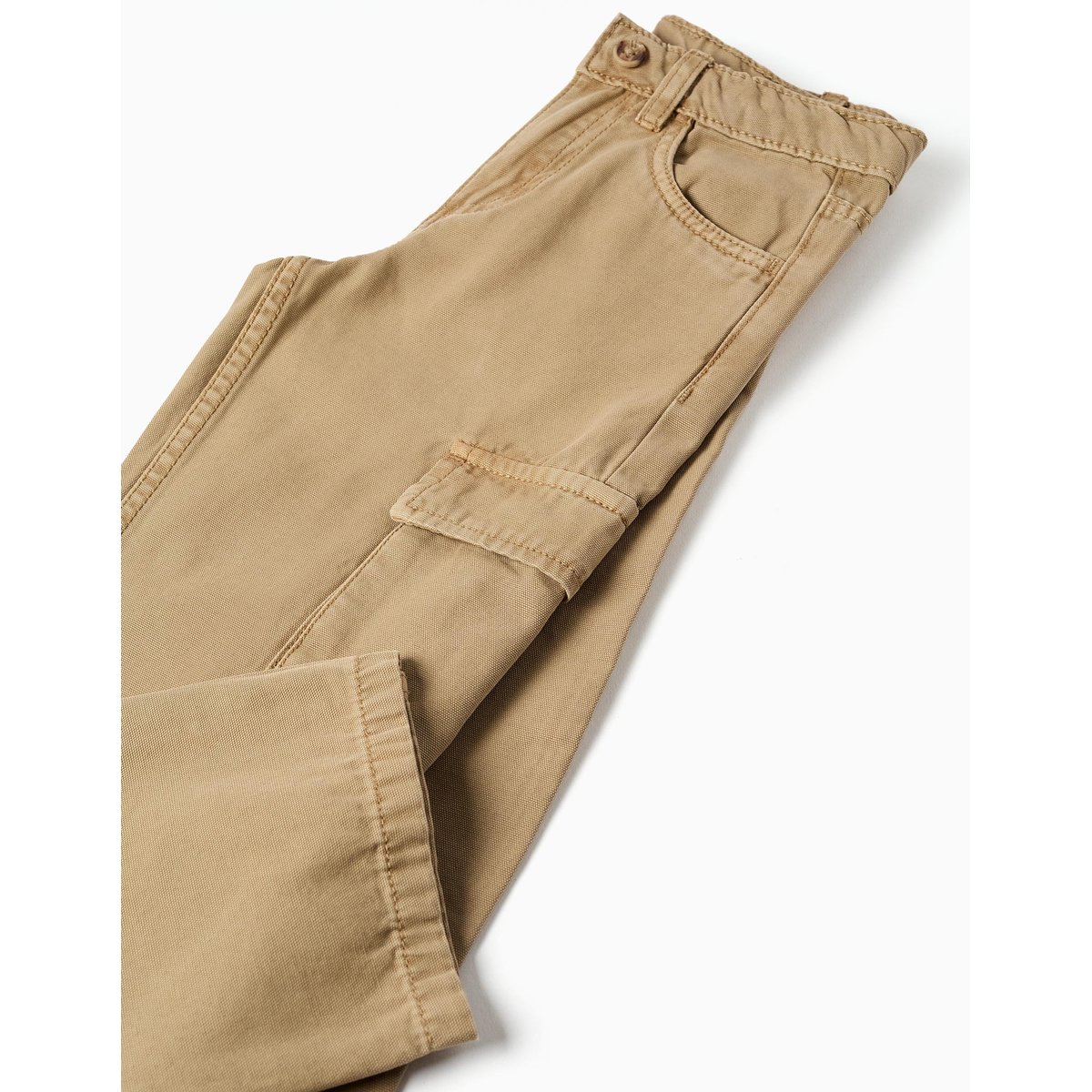 Pantalon en coton à coupe droite avec 5 poches beige, ZIPPY