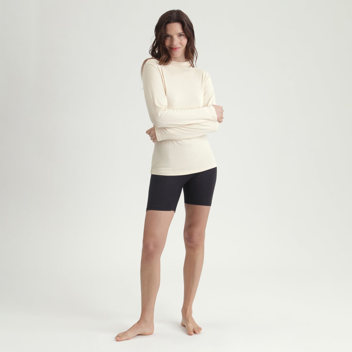 T-shirt thermique manches longues et col montant Thermal beige, DIM