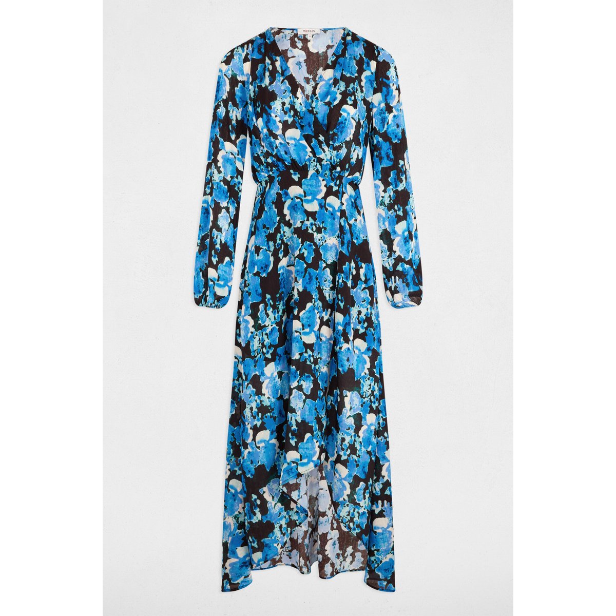Robe longue cintrée fluide multicolore, MORGAN
