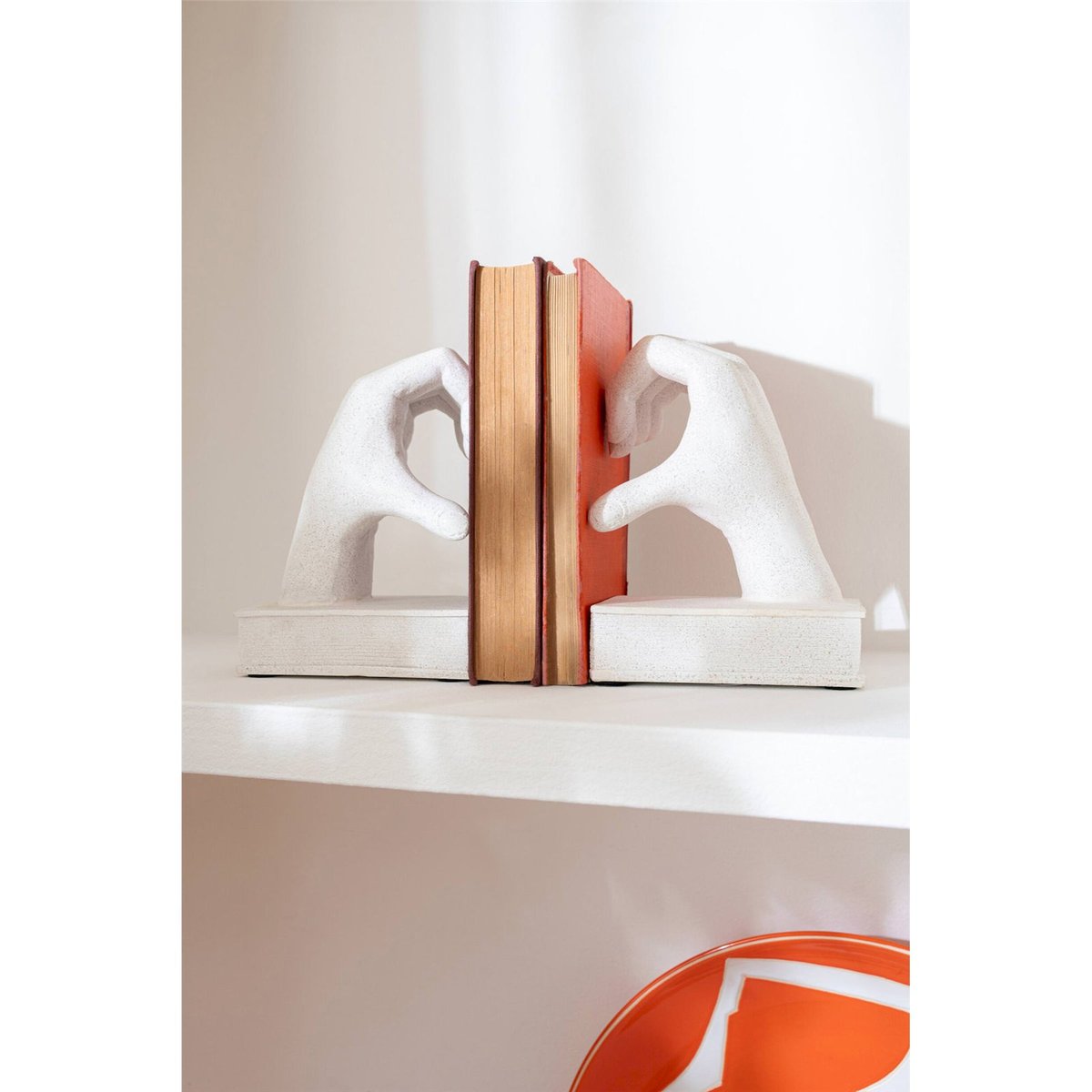 Serre-livres mains love en résine, Lot de 2 blanc, RECOLLECTION