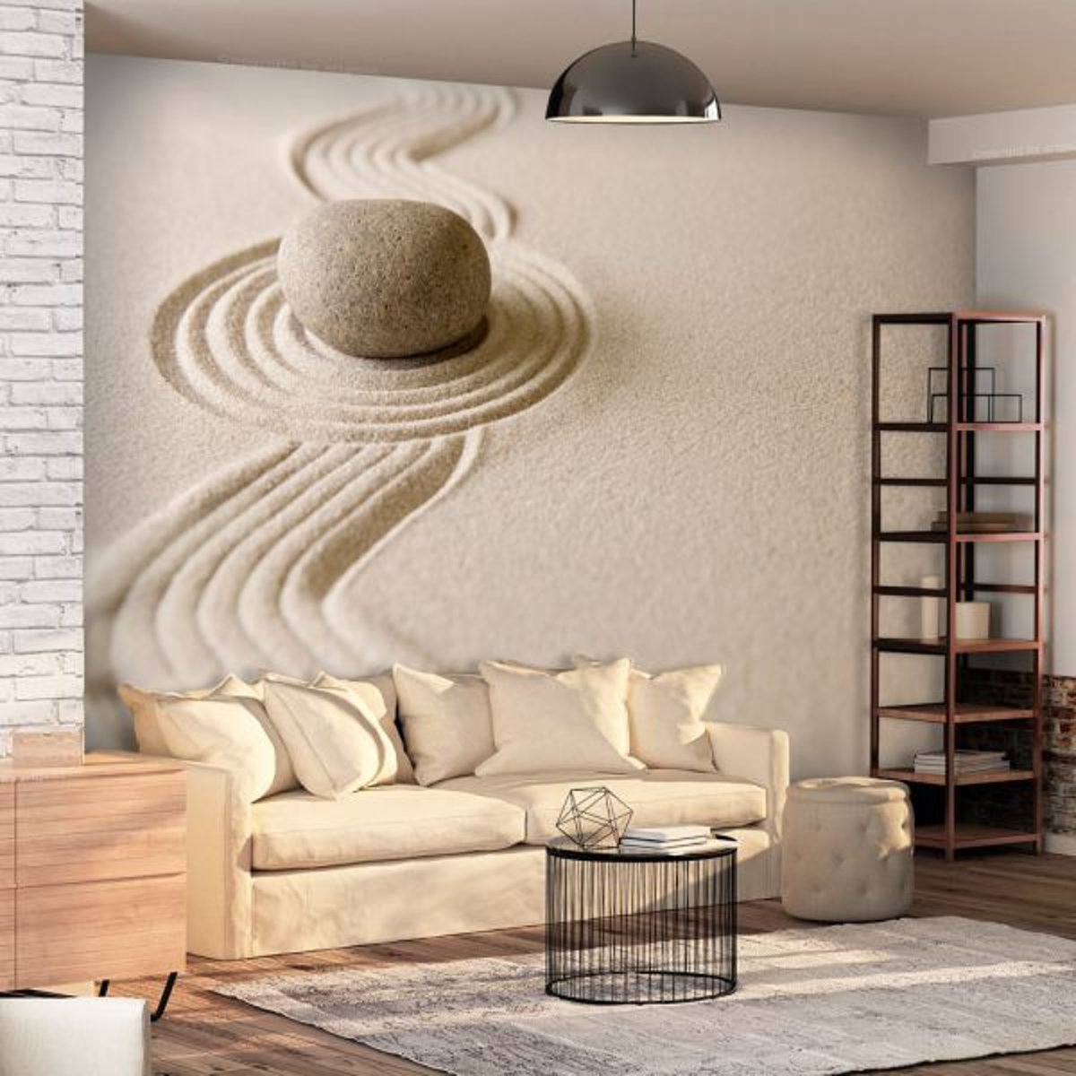 Papier peint intissé panoramique Orient Zen: Balance beige, EDEN