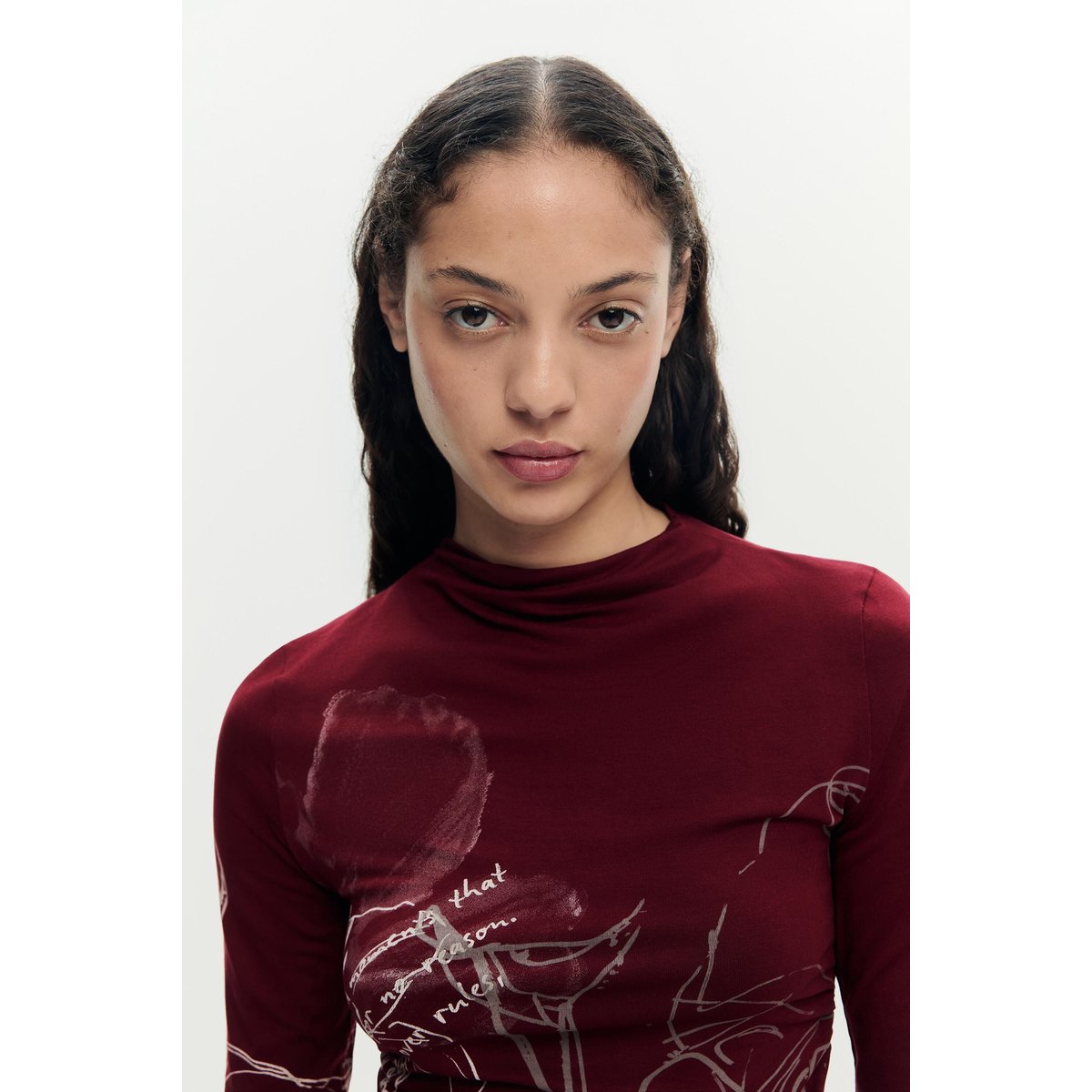 T-shirt à manches longues imprimé rose, DESIGUAL