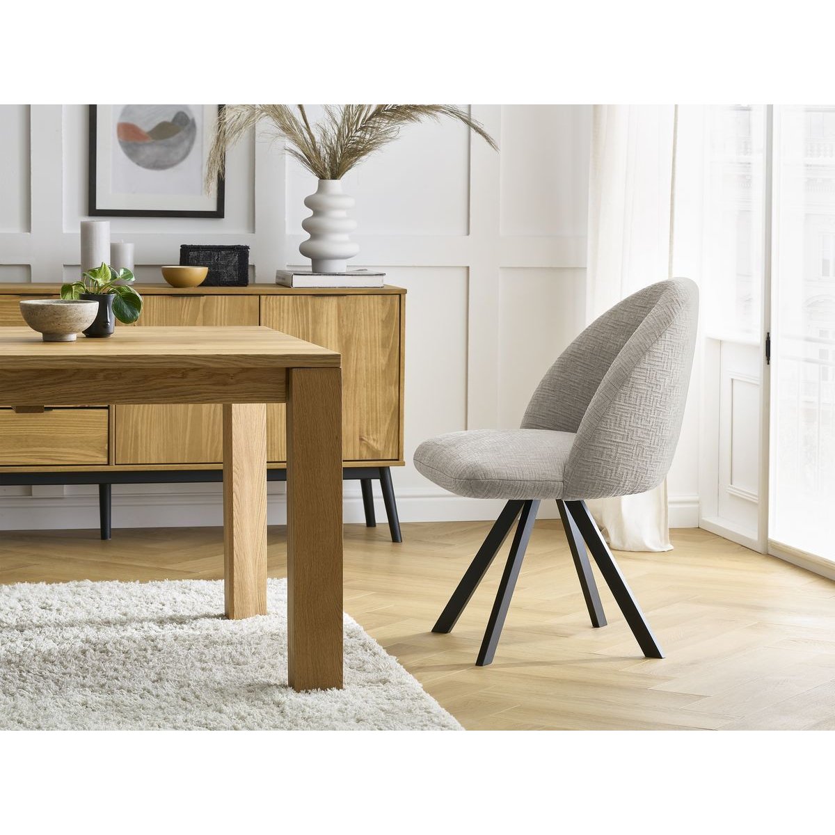 Lot de 4 chaises tissu texturé, LALIE multicolore 2, BOBOCHIC