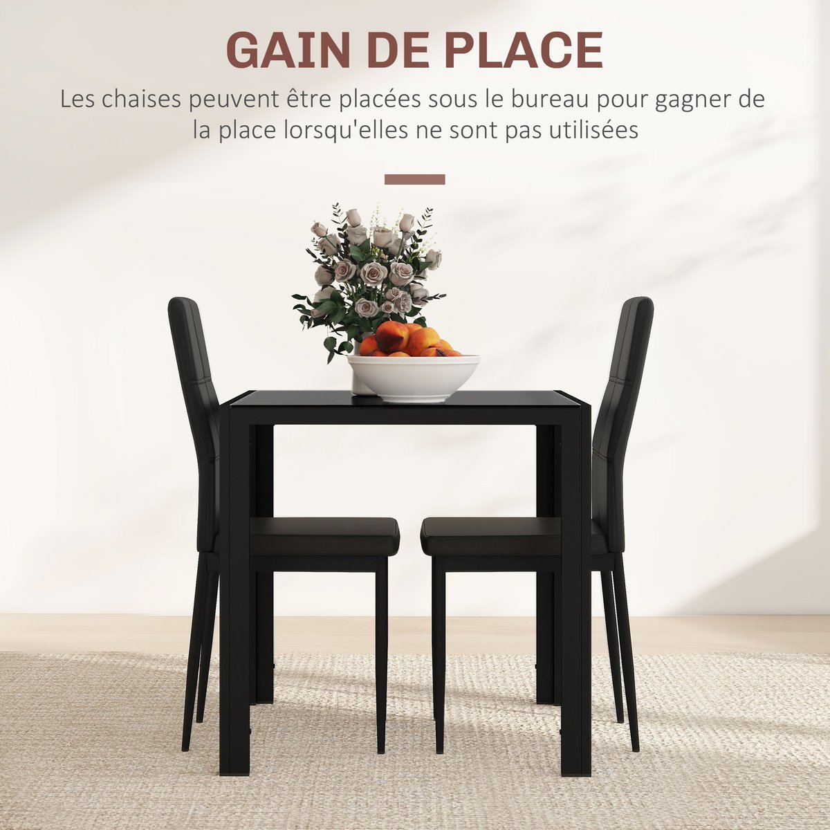 Ensemble de table à manger Métal Noir noir, HOMCOM