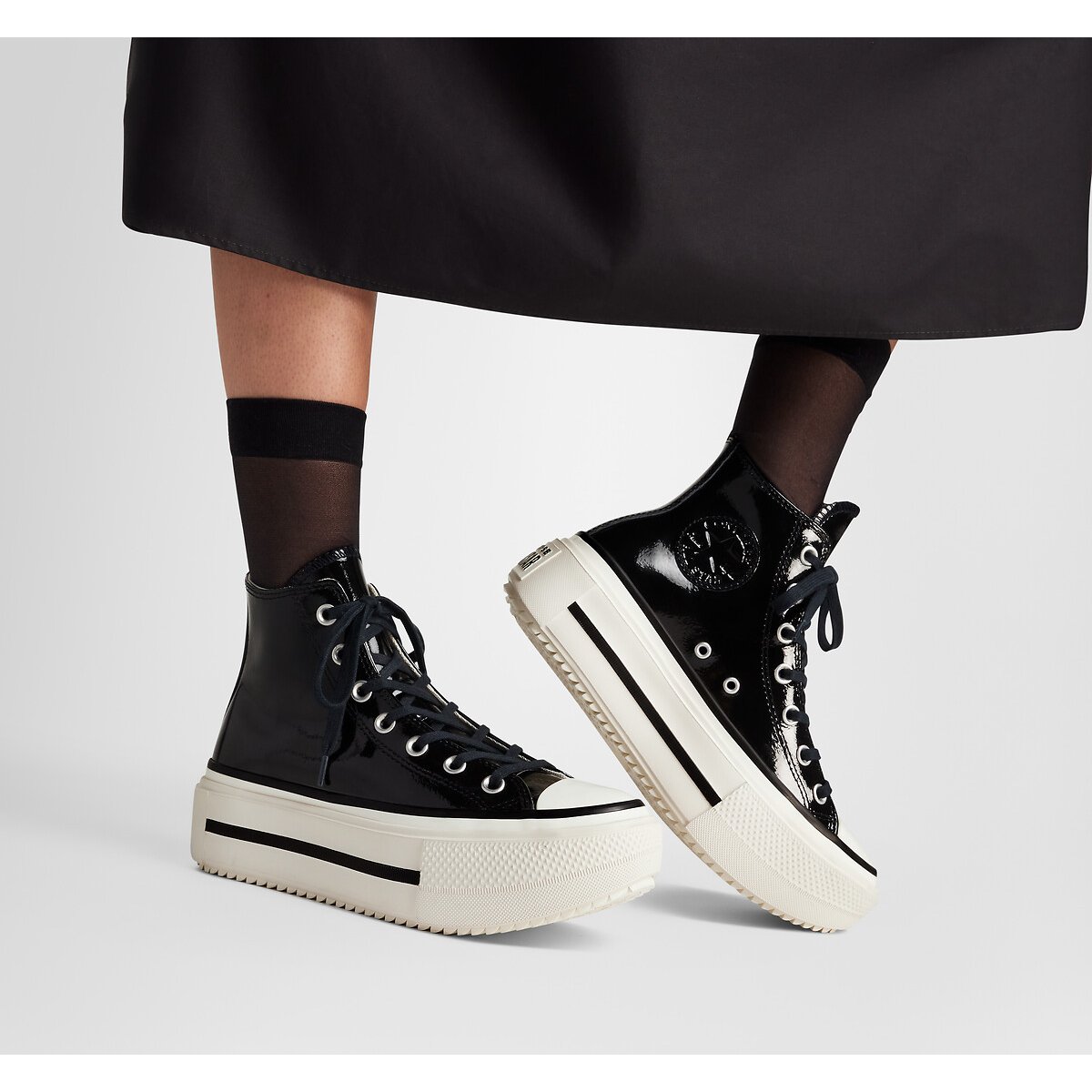 Lift Double Stack Patent Trainers black patent, CONVERSE