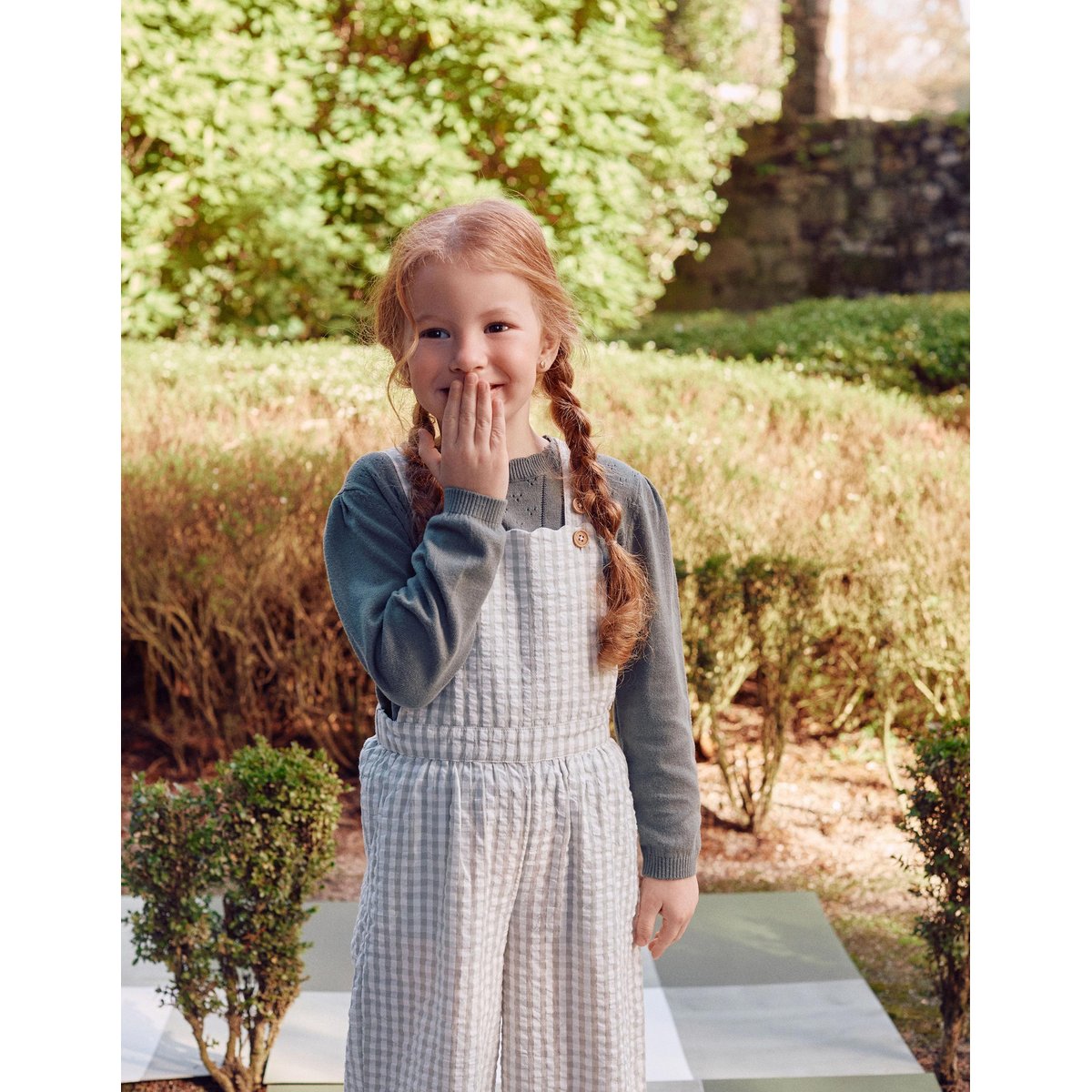 Combinaison en coton à motif Vichy B&S vert clair, ZIPPY