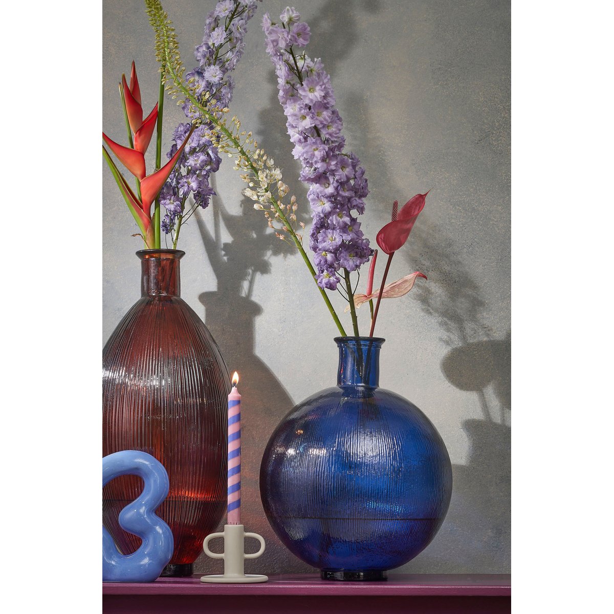 Bouteille décorative H42 cm FIRENZA bleu foncé, MICA DECORATIONS